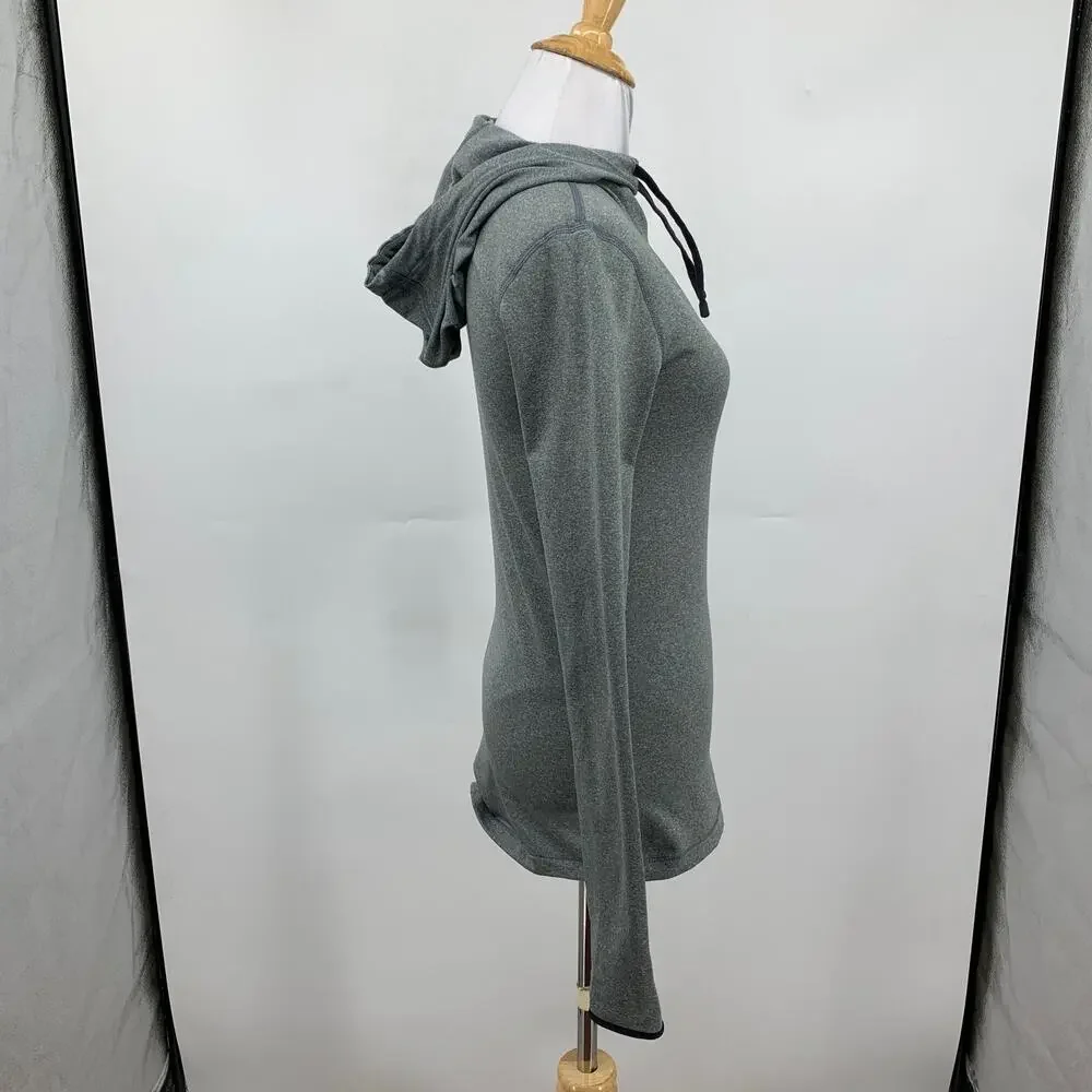 Nike Pro Sweatshirt Womens S Small Grey Black Hyperwarm Dri Fit Hooded Pullover